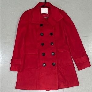 Forever21 Women’s Red Collared Peacoat with Pcoket